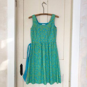 Garnet Hill Blue/Green Sleeveless Cotton Dress, 2